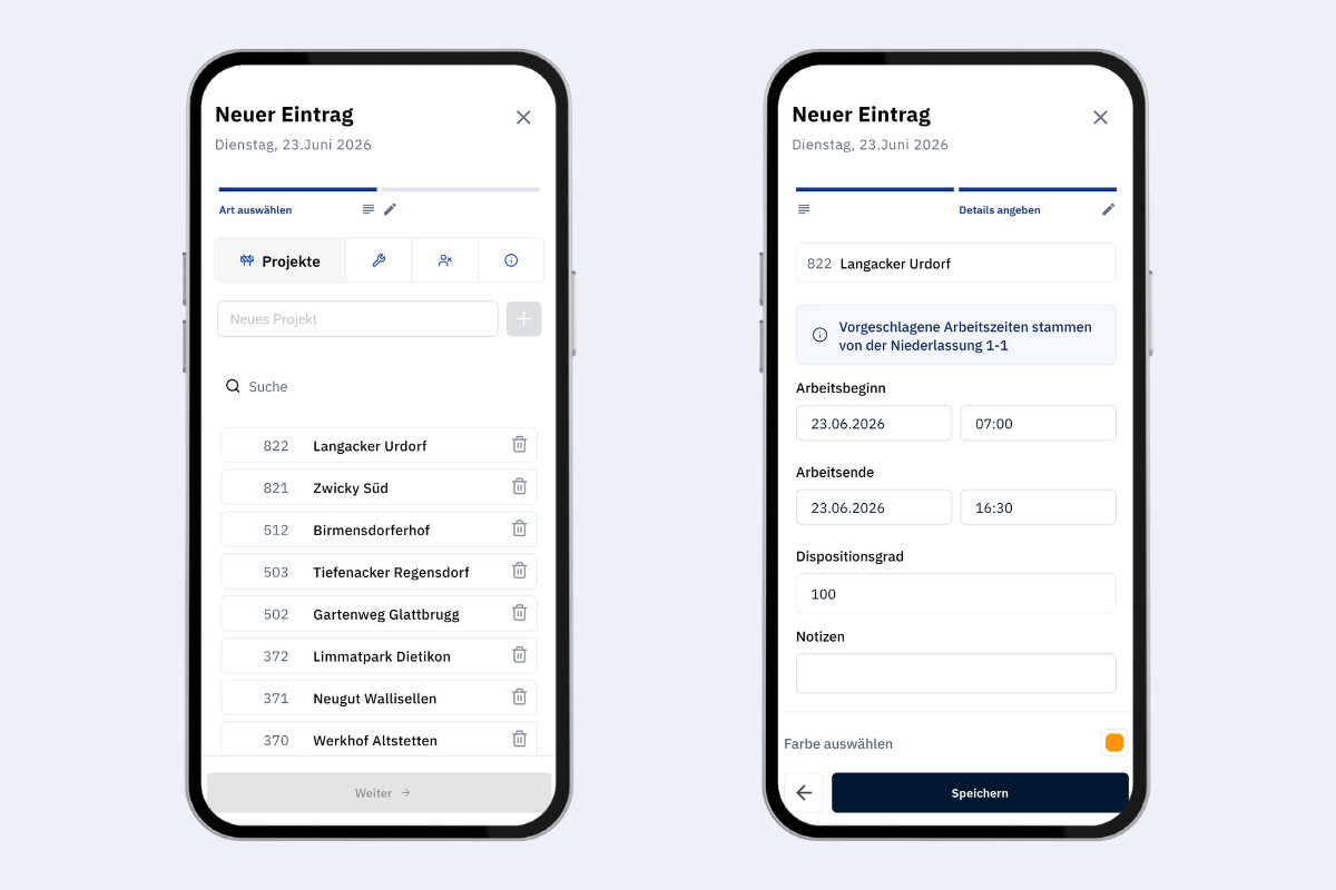 Mobile App - creation flow for a new booking